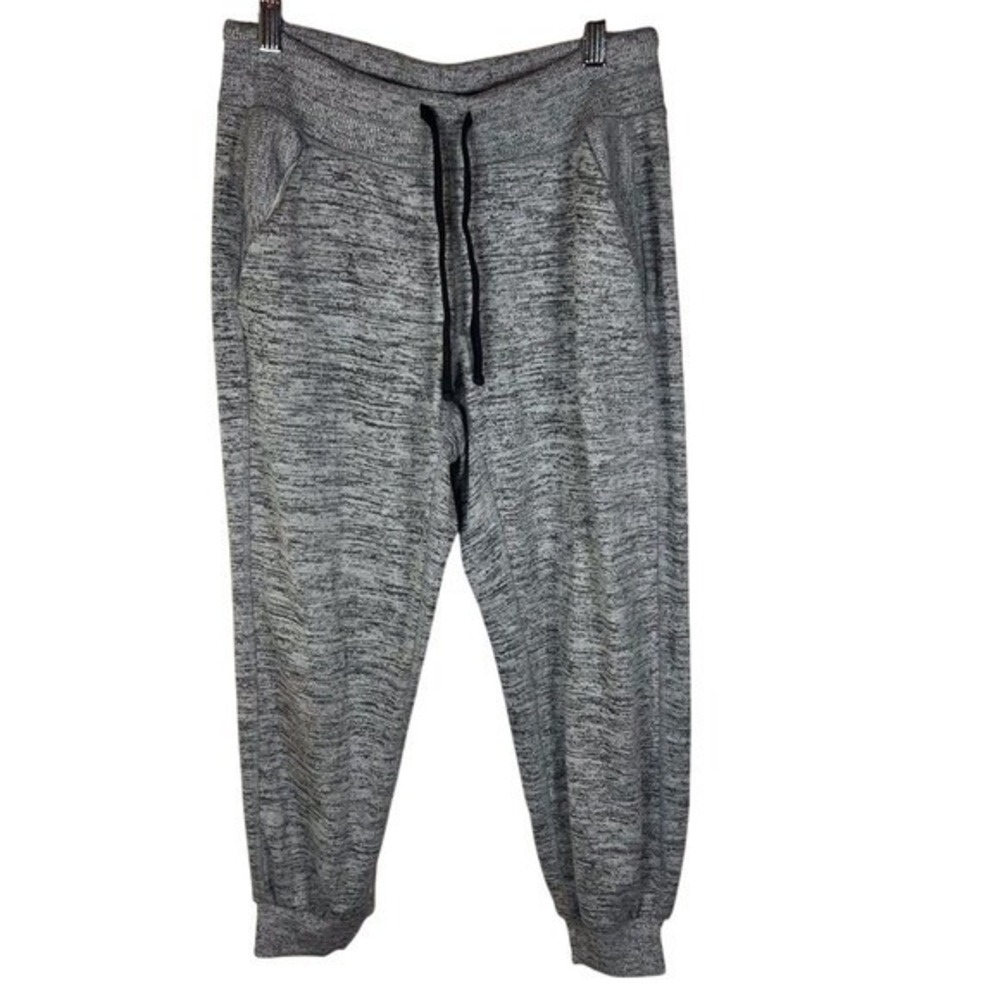 Rare Athleta Grey Black Marled Jogger Cropped Pull on Track Pant Size Small